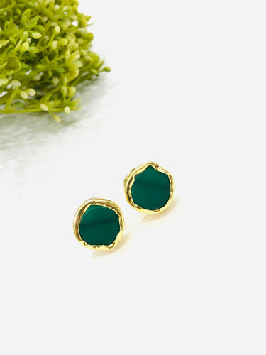 Dark Green Stone Earrings